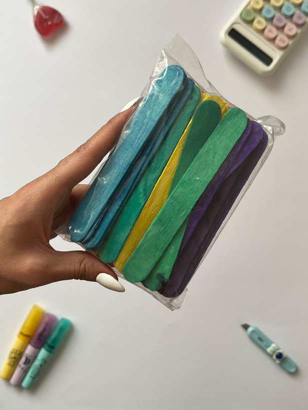 چوب بستنی پهن رنگی بسته 20 عددی